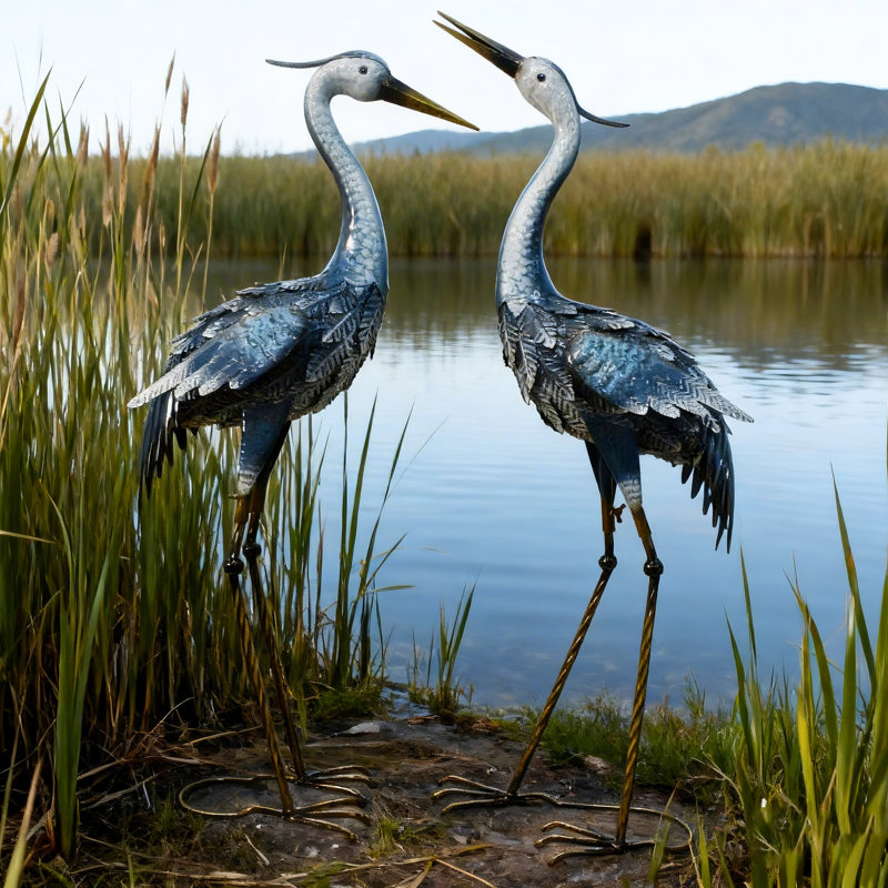Red Barrel Studio® Osheana Cranes Garden Statue & Reviews | Wayfair